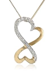 10k Yellow Gold Diamond Heart Pendant Necklace (1/10 cttw, I-J Color, I2-I3 Clarity), 18"