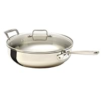 Emeril Stainless Steel with Copper Dishwasher Safe 5-Quart Saute Pan with Lid, Silver