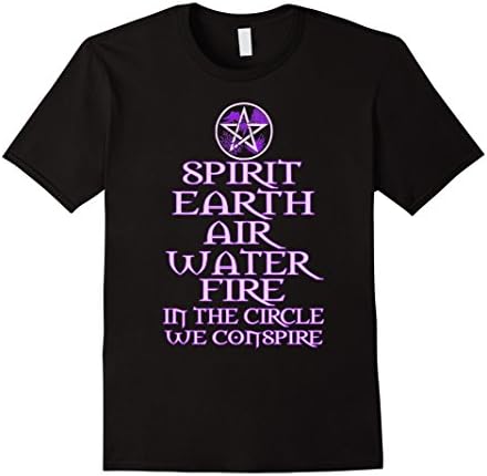 Men's Spirit Earth Air Water Fire Wiccan/Witch T-Shirt Large Black