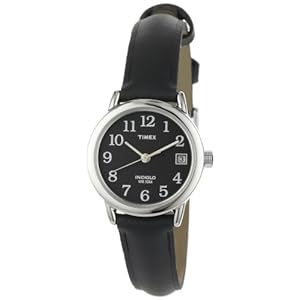 Timex Women's T2N525 Easy Reader Black Leather Strap Watch (Watch)