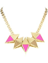 Ted Rossi "Resort" Cinco Lizard and Metal Electric Pink Khaki Diamond Necklace