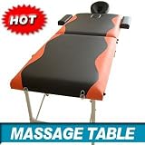 NEW Folding Portable Massage Table 2 Spa Bed Orange Black With Carry Case (metal legs)