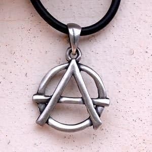 Anarchy Symbol of freedom Pewter Pendant w PVC Choker Necklace
