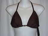 Guess Bikini Top Solid Glam Triangle Soft Cup Dark Brown L