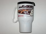 DALE JARRETT #88 16 oz. White Thermal Hot / Cold TRAVEL MUG with Snap-On Lid (includes a swivel opening)