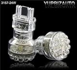 Pair of 3157 24-LED Super Bright White Bulbs for Turn Signal Light, Corner Light, Stop Light, Parking Light, Side Marker Light, Tail Light, and Backup Lights