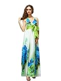 Ever Pretty Colourful V Neck Backless Halter Bow Floral Printed Formal Gown 09355