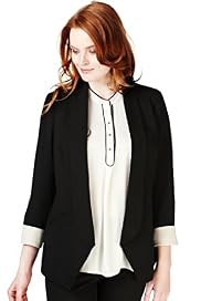 Plus Shawl Collar Contrast Cuff Jacket