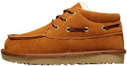 MILANAO Unisex Women Warm Pure Color Cotton Shoelace Windproof Snow Boots(Lover Shoes)(8 B(M)US,chestnut)