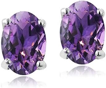 925 Silver 1ct African Amethyst 6x4 Oval Stud Earrings