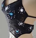 BLACK BEADED HALTER BACKLESS TOP S M L XL - 1 SIZE