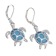 Rhodium With Synthetic Turquoise Turtle Drop Earrings Fashion Jewelry