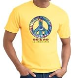 PEACE TIE DYED Sign Symbol Adult T-shirt Tee Shirt - Daffodil Yellow