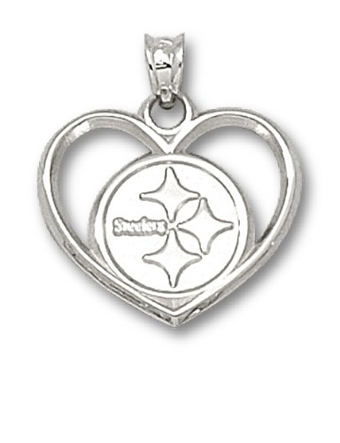 NFL Pittsburgh Steelers Sterling Silver Logo Heart Pendant
