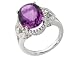 Amethyst Gemstone and Diamond Ring 3/10 Carat (ctw) in 18K Pure White Gold
