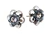 Michal Negrin Stud Earrings with Hand-Painted Flowers and Grey Swarovski Crystals - Perfect Fit, Elegant Look
