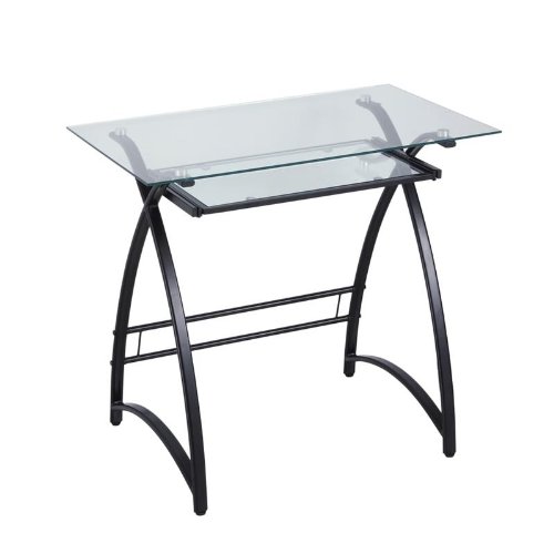 Walker Edison Glass Computer Desk - Clear/Black D31AS30CB