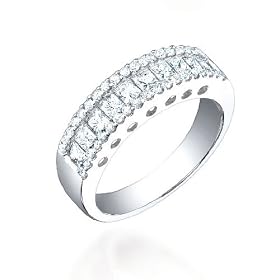 14K White Gold 1.1ct Natural Diamond Engagement Ring Wedding Band (G-H Color, SI1) For Size 5: Jewelry