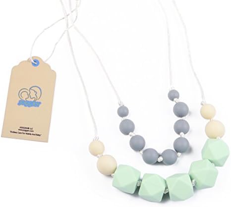 JOGGAN Silicone Teething Necklace- Baby Safe Silicone Teething Beads, 100% BPA Free - (2 Layer)