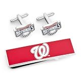 Washington Nationals Cufflinks and Money Clip Gift Set-CLI-PD-NAT-CM