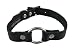 Ladies Black Leather Fetish Collar Choker Chrome Ring