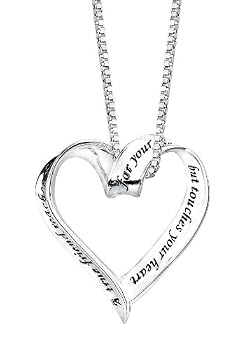 Sterling Silver "A True Friend Reaches For Your Hand But Touches Your Heart" Ribbon Heart Pendant Necklace, 18"