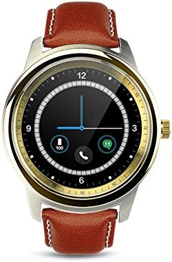 Hubanbei Bluetooth Smart Watch Waterproof Leather Strap Full HD Screen Fitness Tracker (gold)