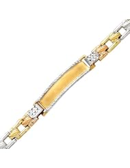 14K 3 Tri-color Stampato ID Bracelet with Lobster Claw Clasp - 6" Inches