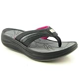 Womens New Balance Rock & Tone Thong, Color:Black, 7 B | Toning Sandals. Picture