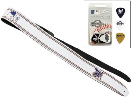 Peavey MLB Milwaukee Brewers Leather Guitar Strap & picks Pkg Acoustic or Electric