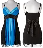 LA BELLE Striped Colorblocked Mesh Dress