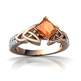 14k Rose Gold Square Fire Opal Engagement Ring