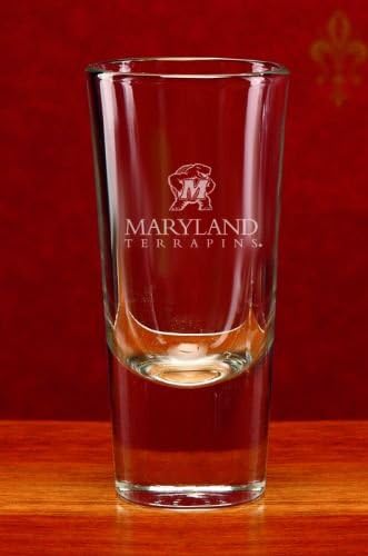 Maryland Terrapins Alt. Turtle 4 Oz Deep Etched Large Crystal Shot Glass