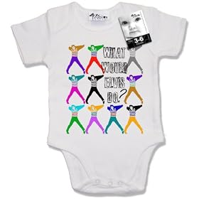 Dirty Fingers � What would ELVIS do? � Baby & Toddler Short Sleeve Bodysuit / BabyGrow, 6-12 months, White