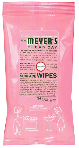 Mrs. Meyer s Geranium Biodegradable Surface Wipes 24ea Geranium 24 ea