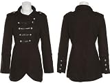 LAST KISS Double Breasted Military Coat W/ Pockets [10689LK6A], Black