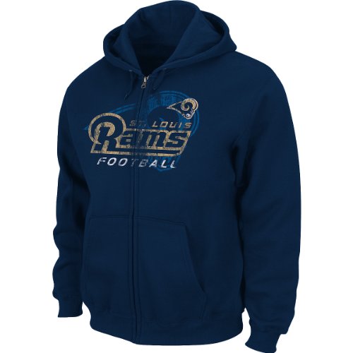 NFL Men's St. Louis Rams Touchback IV Long Sleeve Fullzip Hooded Fleece (Athletic Navy, XX-Large)