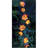 Decorative Metal Flower String Lights Red with Gold Inner Petals - Set of 10