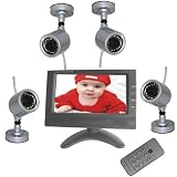 [only one left ] Alloyed shell water-proof wireless CCTV Security System/7-Inch TFT LCD & 4 packs Indoor/Outdoor IR Night vision Surveillance Cameras