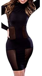 Long Sleeves Above the Knee Mesh Plaid Print Sheath Polyester/Spandex Bandage Dress/Bodycon Dress/Club Dress 