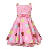 Rare Editions Girls 2T-6X PINK BLUE GREEN BROWN MULTI-DOT RIBBON Special Occasion Wedding Flower Girl Easter Birthday Party Dress