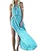 Choies Women's Blue Cut Away Open Waist Split Holiday Beach Maxi Sundress M