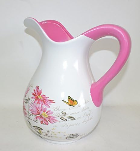 Decorative Porcelain Pitcher Vase 11" Tall Pink