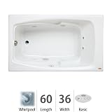 Jacuzzi CET6036 WLR 2XX W White Cetra 60 x 36 Cetra Drop In Comfort Whirlpool Bathtub with 8 Jets,