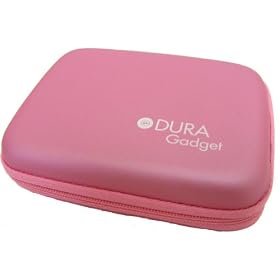 DURAGADGET Pink Hard Digital camera carry case / bag with belt clip for Polaroid Pogo - Black