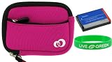 2n1 Neoprene Sleeve (Hot Pink) Case and EN-EL12 900mAh Li-Ion Battery for Nikon Coolpix S630 Digital Camera Royal Purple
