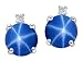 2.06 cts Lab Created Round Star Sapphire and Genuine Diamond Earring Studs - 14kt White or Yellow Gold