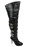 Women's High Heel Platform Fetish Sexy Dom Thigh High Boots FURGE-81 BLACK