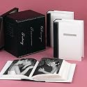 Leather Wedding Photo Album Trio - Black/ White