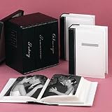 Leather Wedding Photo Album Trio - Black/ White